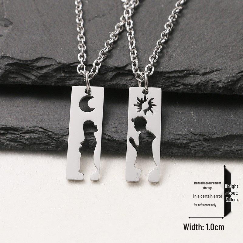 Qianji Love Key Engraved Couple Necklace Set: Creative Fashion Accessory for Partners and Students