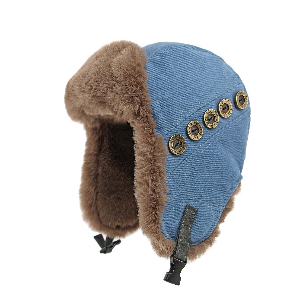 Bombermütze Herren Damen Winter Warm Kalt Mütze Imitation Kaninchen Plüsch Ohrenschutz Winddicht Skimütze