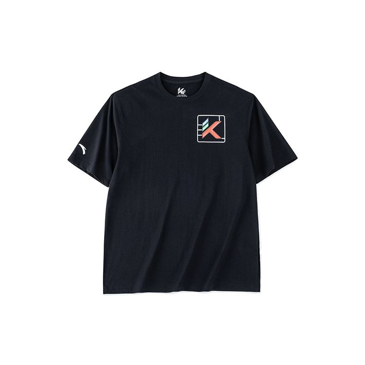 Anta Logo Print Letter Round Neck Short Sleeve T-Shirt Men Tops Black 152321177-4