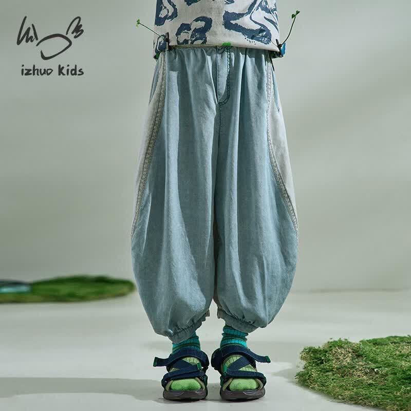 Unisex Kids  Tencel Color-Block Cuffed Harem Pants 160 cm