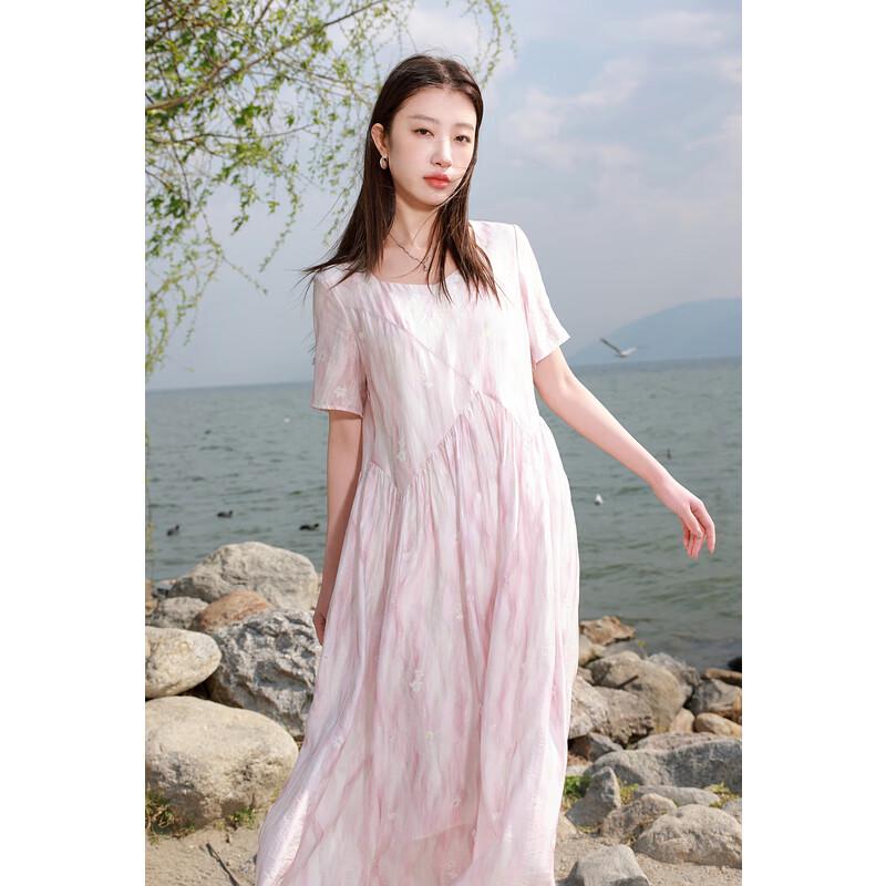 

Sancai 2025 Summer Plus Size Lyocell Floral Square-Neck Midi Dress 3XL