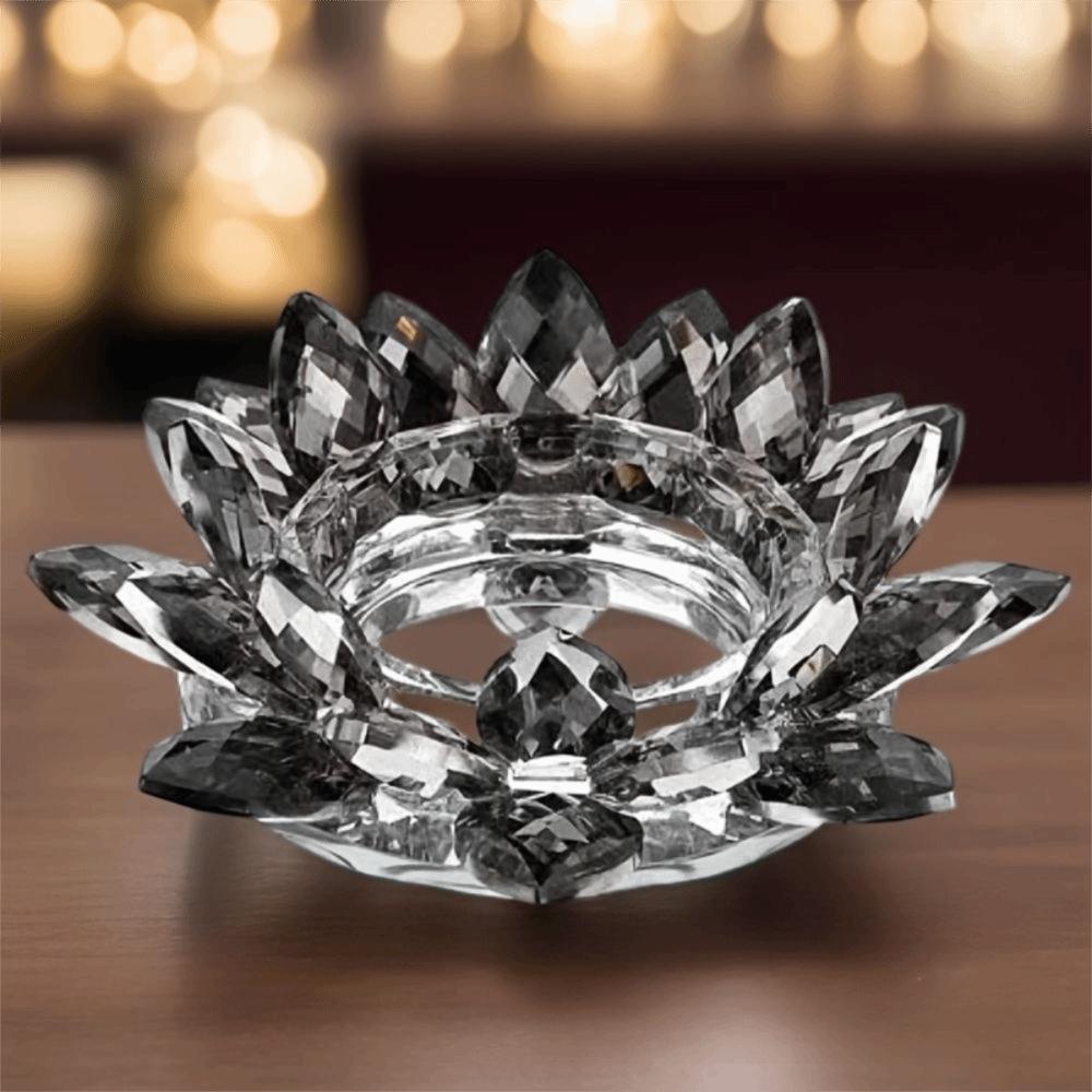 Thicken Lotus Candle Holder Colorful Crystal Lotus Candlestick Wedding Party Decor