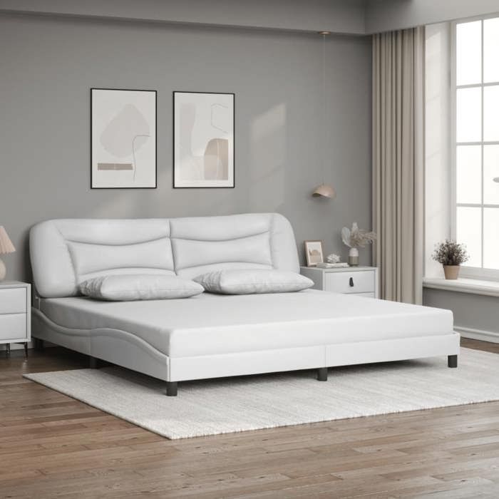 VidaXL Cadre de Lit avec Tête de Lit, Lit Rembourré, Sommier à Lattes, Lit Double, Lit Adulte de Chambre à Coucher 3208024