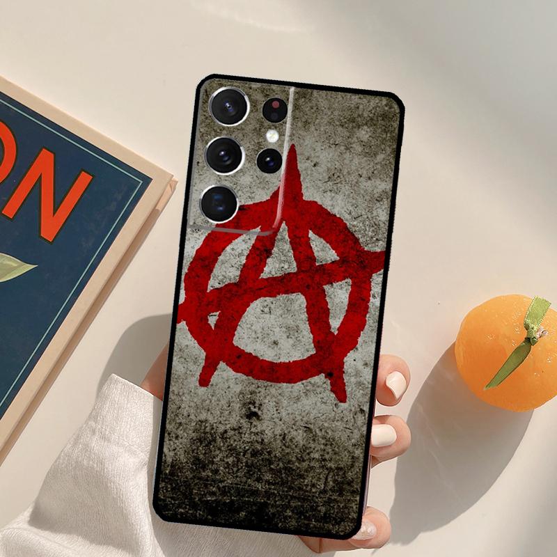 Anarchy Symbol A Phone Case For Samsung Galaxy S22 S23 S21 Ultra S20 FE S8 S9 S10 Plus Note 10 20 Ultra Cover