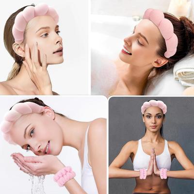 1 Set Sponge Headband Wristband Water Absorbent Face Washing SPA Padded Hair Band Elastic Wrist Strap Women Hair Accessory Birthday Gift