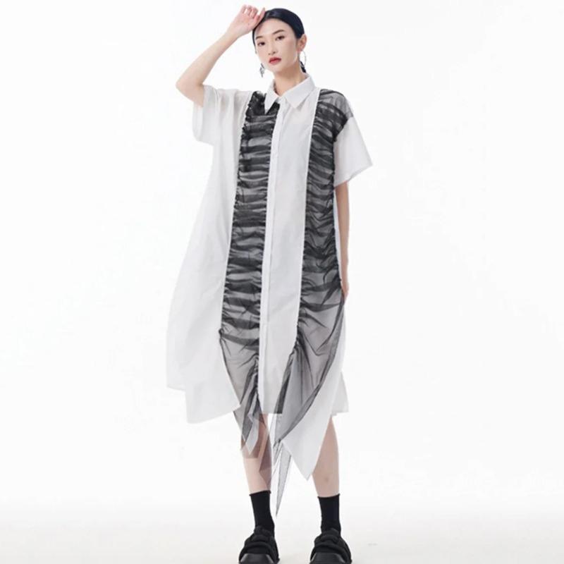 Xitao Pleated Single Breasted Turn-down Collar Dress ZMY1201