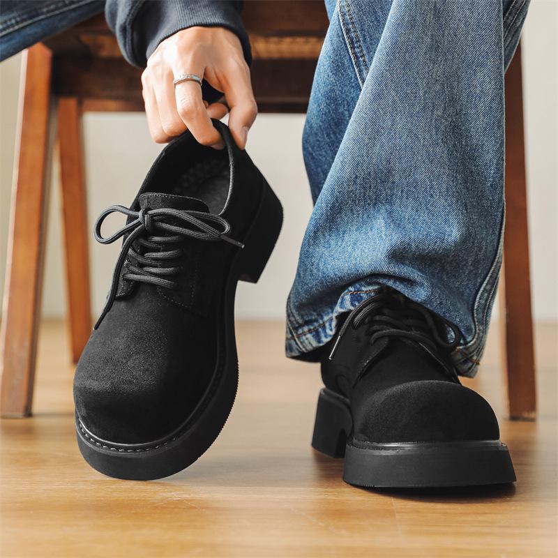 2024 Autumn Unisex Couple's British Style Retro Thick-Soled Casual Leather Shoes 9533-K