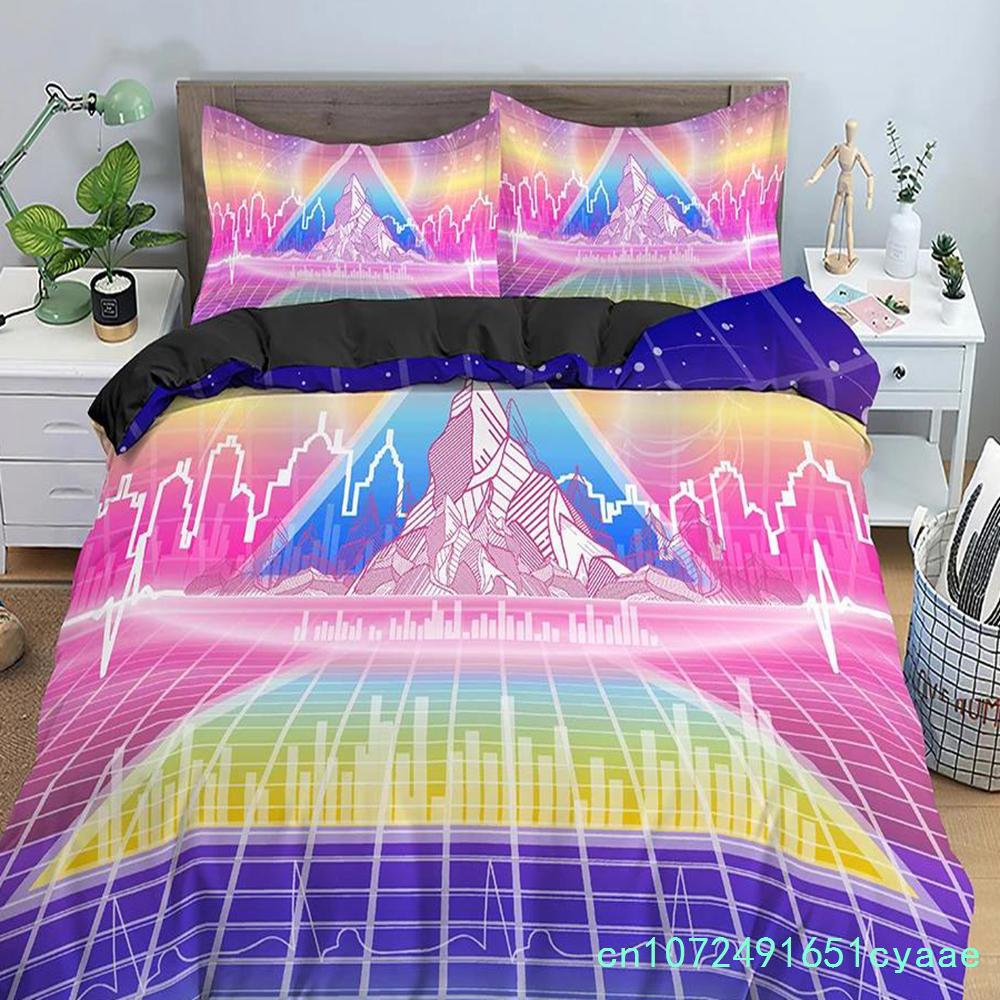Retro Duvet Cover Set Vintage Give Me Back 80s Pattern Bedding Set Microfiber Queen King Size Quilt Cover 3Pcs For Teens Adult