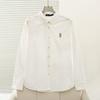 College Style Cotton Long Sleeve Shirt With Embroidery For Spring Casual Women