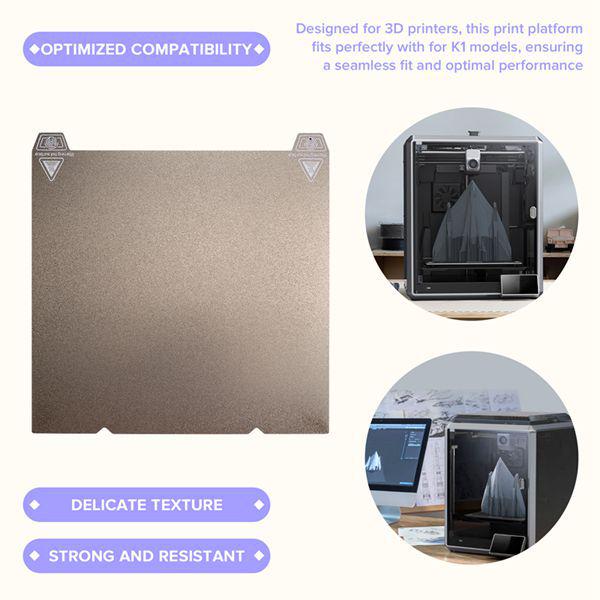 PEI Double-Sided Coated Magnetic Sheet, 235x235mm, Color: As Shown, Material: Soft Magnetic PEI.