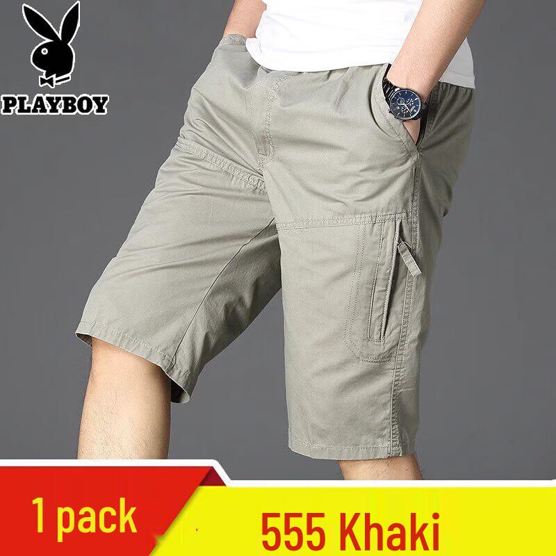 PLAYBOY Men s Pure Cotton Multi-Pocket Capri Shorts L