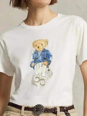 Bear Graphic T-Shirt Fashion Trends Funny Round Neck T-shirt Women's Clothes Sporty Casual Tops Brand Clothing Y2k Top  Graphic
