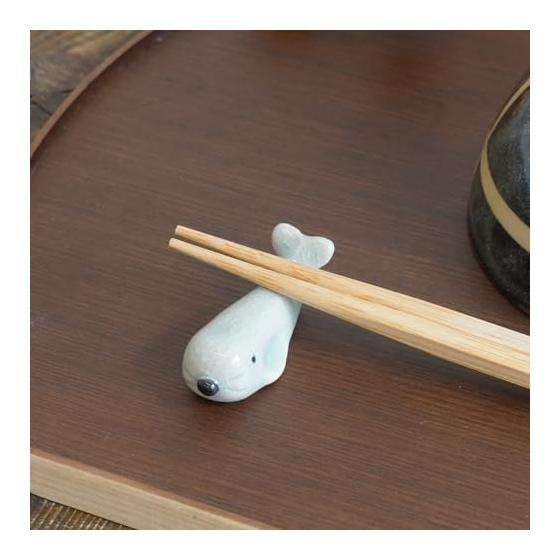 Seal Chopstick Rests, Set of 5, Hokkikun, Made In Japan, Mino Ware, Cute Ceramic Chopstick Rests (Light Blue)