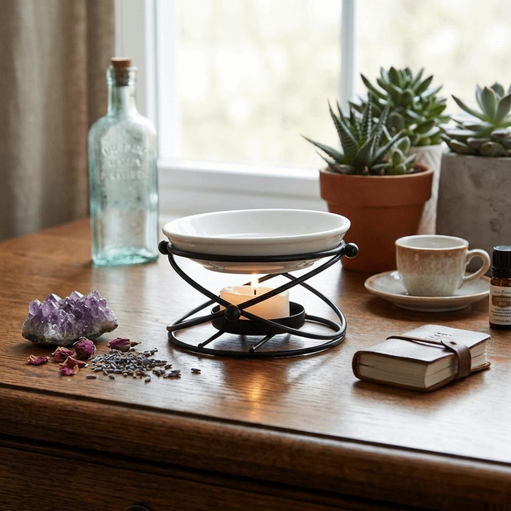 Minimalistischer ätherischer Öl-Brenner Eisen Aromatherapie Kerzenhalter Meditationsraum