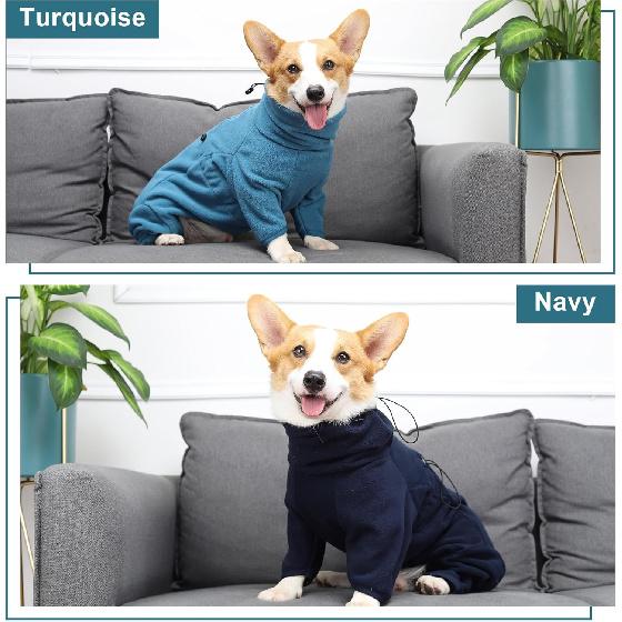 Dog Winter Coat, Polar Fleece Pullover Jumpsuit, Dog Sweatshirt Jacket, Fullbody Pajamas Onesie for Small Medium Large Dogs Hiking Walking Sleep,