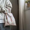 New Poplin Cotton Thin Shoulder Bag Handbag Rhododendron Flower Bag Thin Floral Handbag Shopping Bag