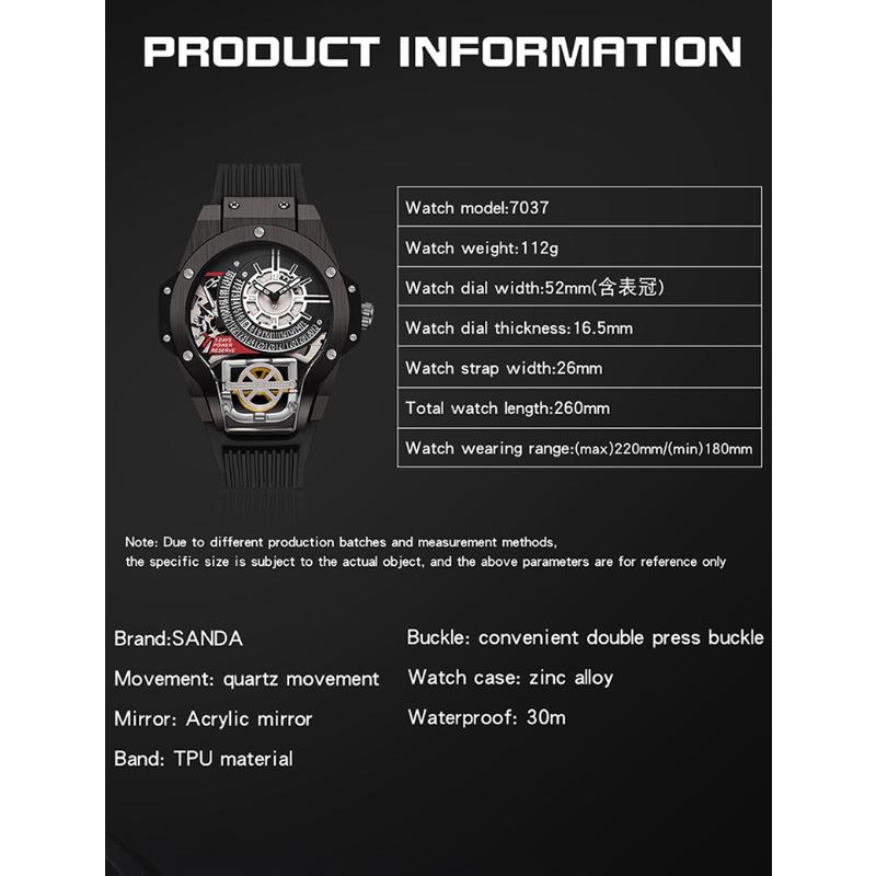 SANDA New World of Warcraft Drive Men's Watch Fashion Calendar Nights Light Syonatological Watch