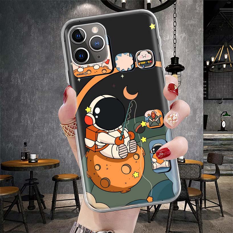 Cartoon Planet Astronaut Star Rocket Soft Phone Case For IPhone 11 17 Air 16E 16 Pro Max 15 + 14 Plus 13 Mini 12 Apple 7 SE 8 Fu