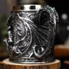 304 Stainless Steel Inner Gothic Flying Dragon Beer Stein Insulated Drinking Cup  Vintage