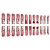 Press on Nails Long Square Fake Nails Red Stripes Acrylic Glossy False Nails with Golden Designs Reusable Full Cover Artificial Nail Supplies 24Pcs