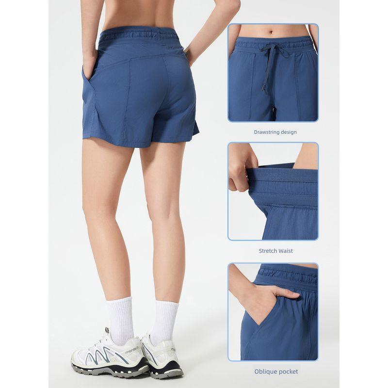 Lu Same Sports Shorts Women 2025 New Loose Casual Ice Feeling Breathable Waist Head Drawstring Fitness Yoga Shorts