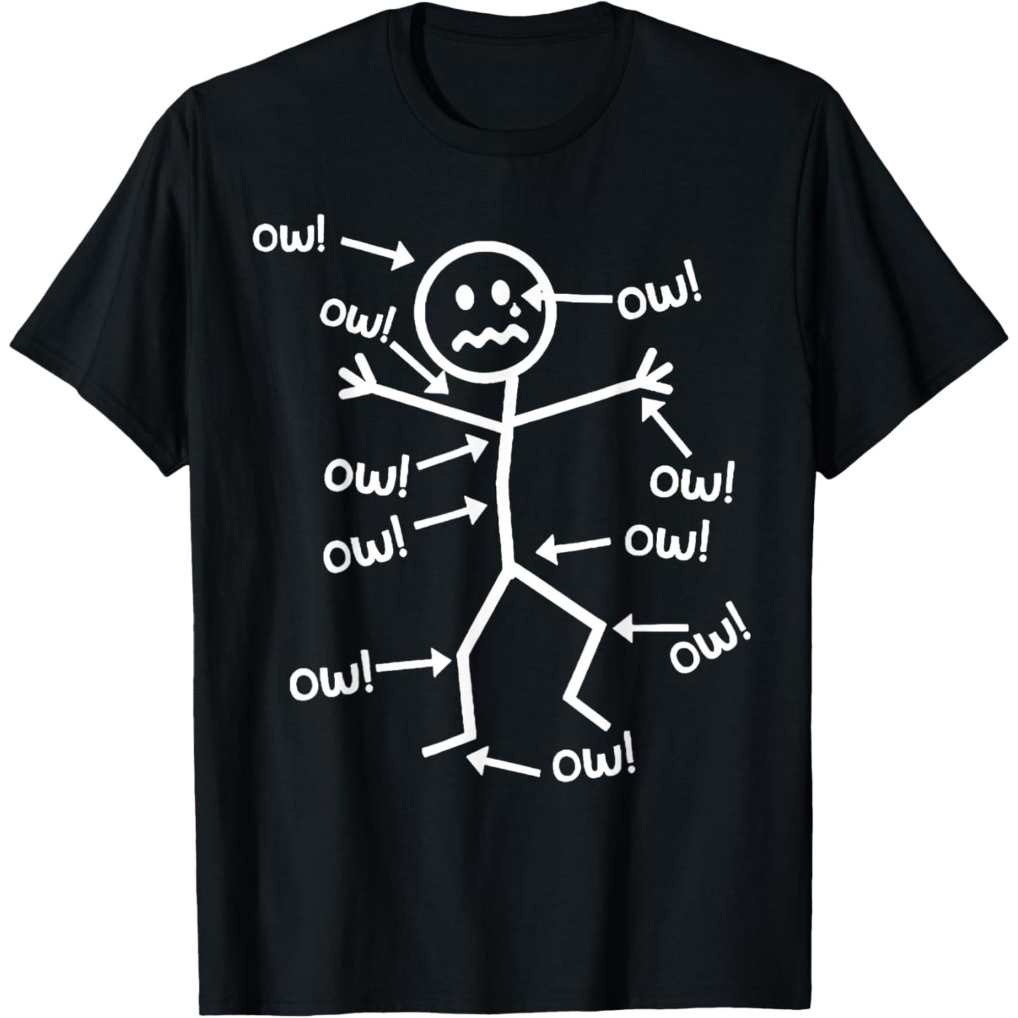Funny Ow Everywhere Stick Figure T-shirt XXXXL