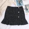 2023 Plaid Tweed High-Waisted Fishtail Mini Skirt