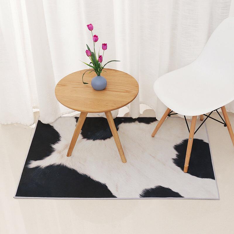 Animal Hide Rug Faux Fur Rug Soft Washable Bedroom Cowhide Carpet Mat Rug