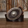 Personality Trend Wild Thick First Layer Cowhide Smooth Buckle Belt Men's Genuine Leather Buckle Retro Belt