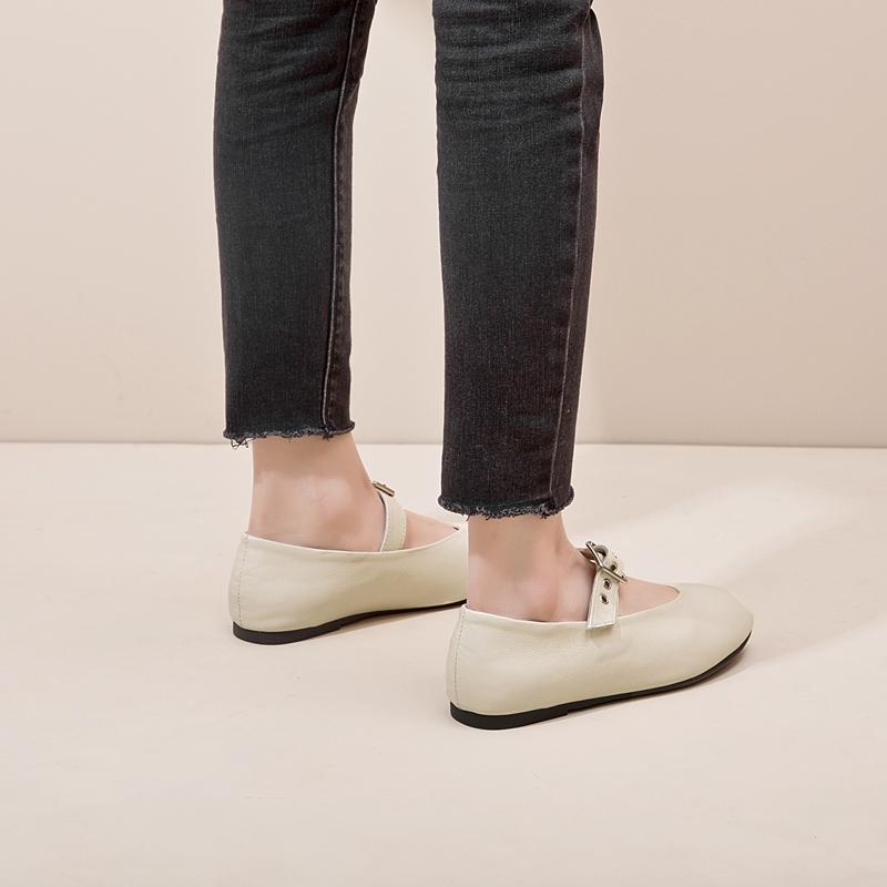 Moteriški Mary Jane batai pavasario ir rudens Natūralios natūralios odos vintažiniai moteriški batai smailiais pirštais Baleto plokščiapadžiai laisvalaikio batai moterims