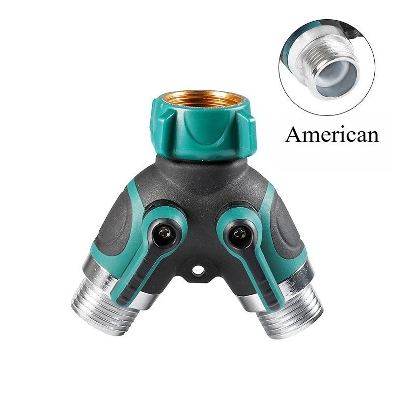 Horticultural Y-shaped Zinc Alloy Two-way Diversion Joint European American 3/4'' Irrigation Adjustable Water Stop Valve Pipe