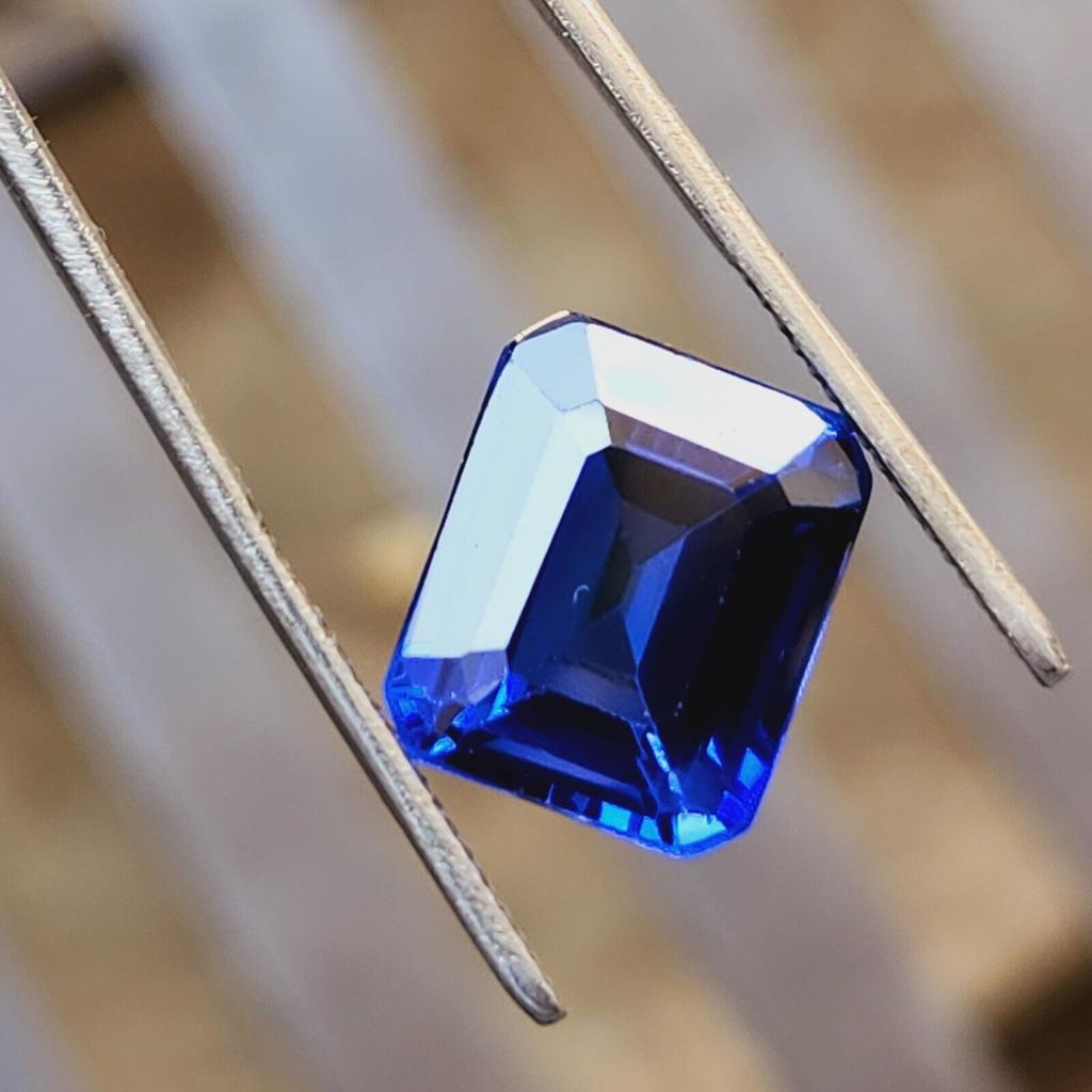 12 Cts Heated Ceylon Blue Sapphire Emerald Cut Certified Loose Gemstone