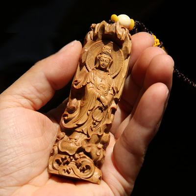 Kannon Feng Kannon Holz Räucherstäbchen Holz Buddha Gut Feng Glücksbringer Statue, Shui, Bodhisattva, Schnitzerei, Australien, Sandelholz, Holz, Schnitzerei, Statue,