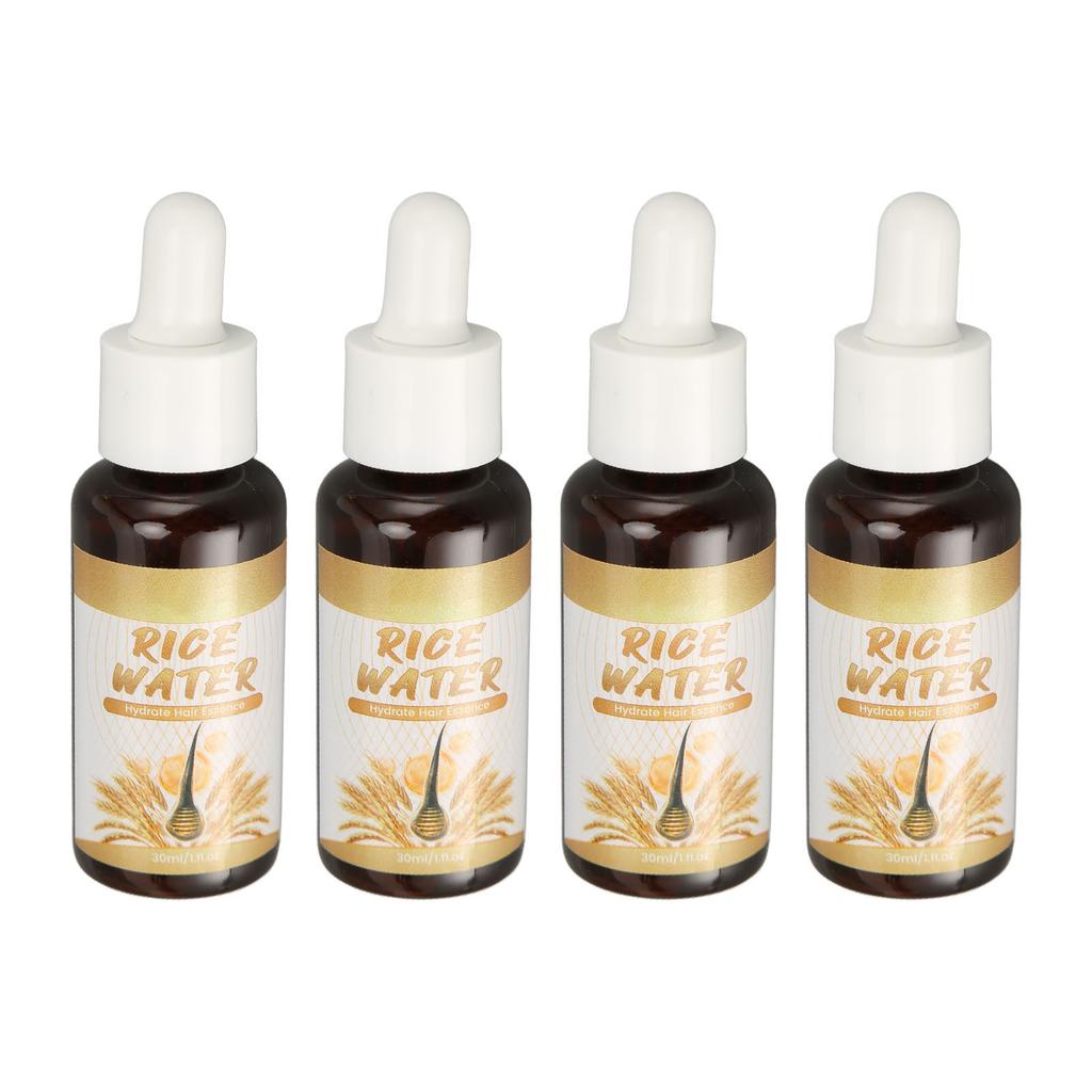 4pcs Rice Water Hair Growth Serum Reduce Split End Follicle Care Moisturizing Nourishing Hair Regrowth Serum 30ml