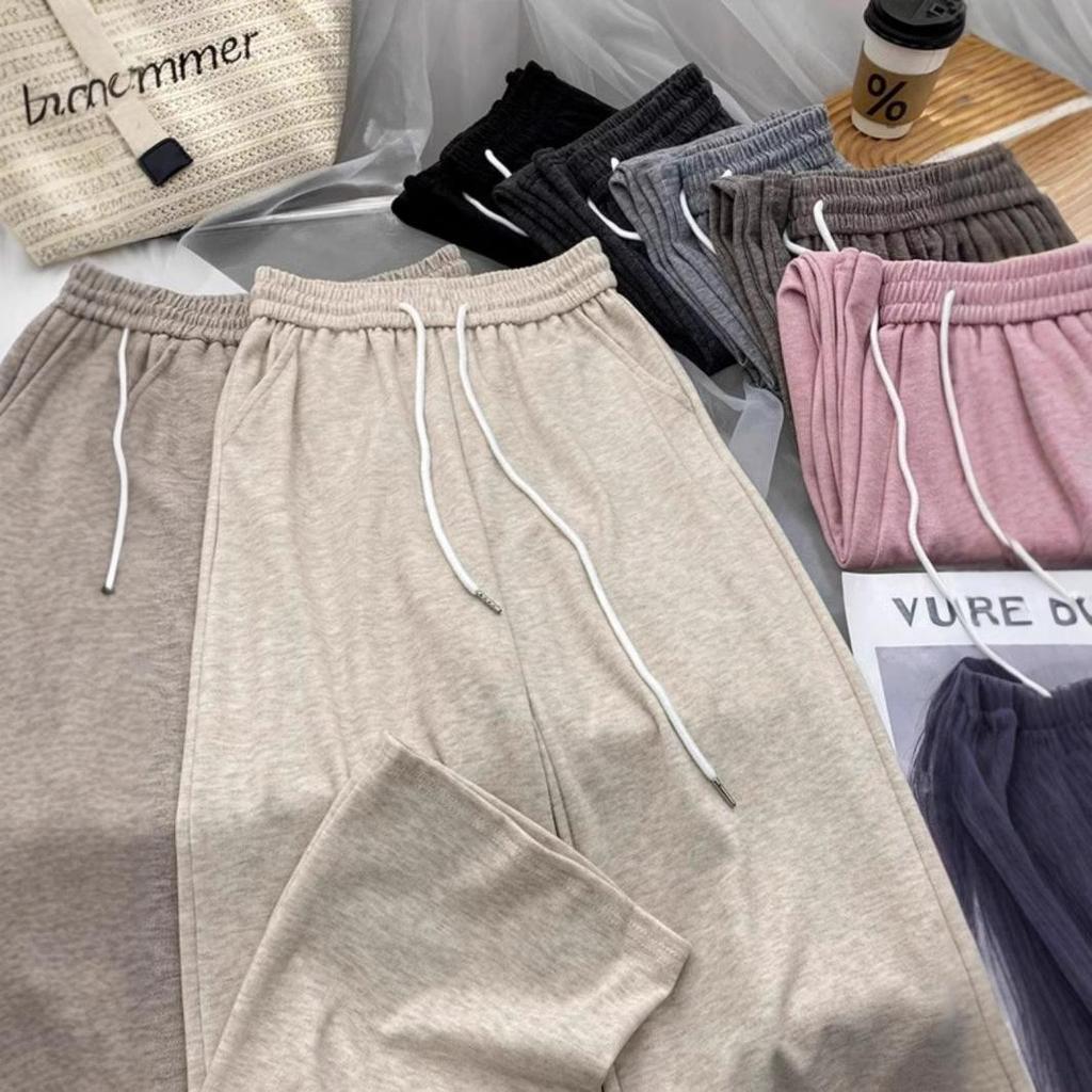 Women's High-Waisted Velvet Wide-Leg Pants - Petite Loose Fit, Floor-Length, Perfect for Spring and Autumn