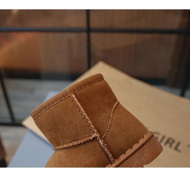 Children Snow Boots Leisure Thick Fur Platform Winter Kids Short Boot Four Colors Slip-on Unisex Concise Style Boys Girls Shoes