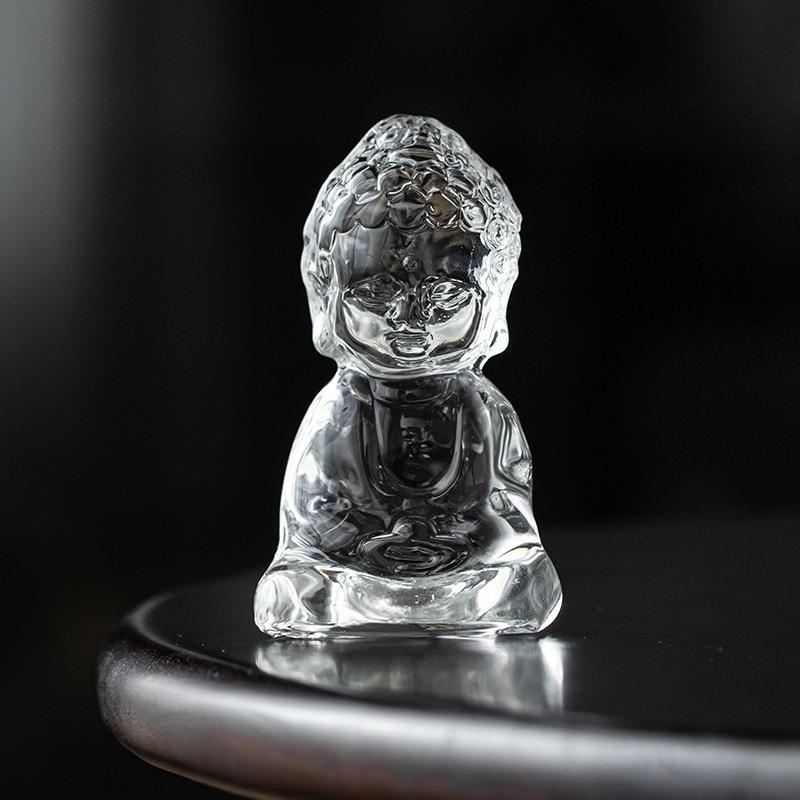 

1pc glass little monk tea pet ornament zen glass Rulai small Buddha statue kung fu tea set tea tray tea ceremony accessories прозрачный