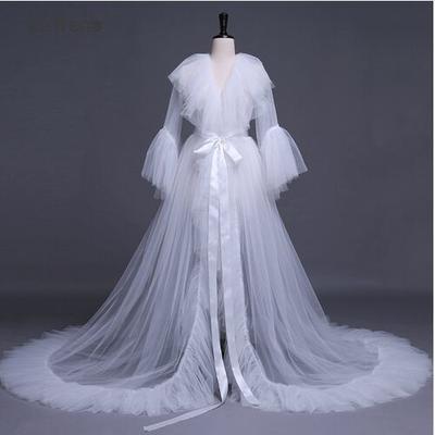 Women Sexy Sleepwear Long Lace Dress Robe Cardigan Nightwear Gown