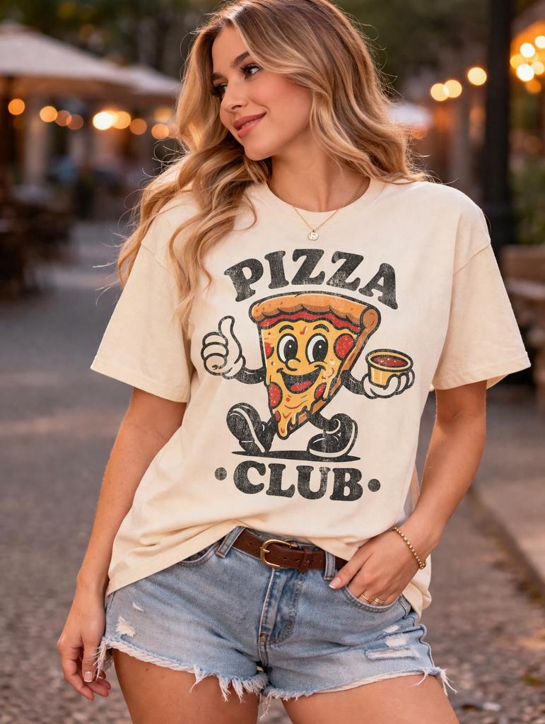 Pizza Club Shirt: Funny Pizza Lover Tee, Retro Foodie Graphic Shirt, Cute Pizza Slice Tee, Comfort Colors Food Shirt, Unisex Tee