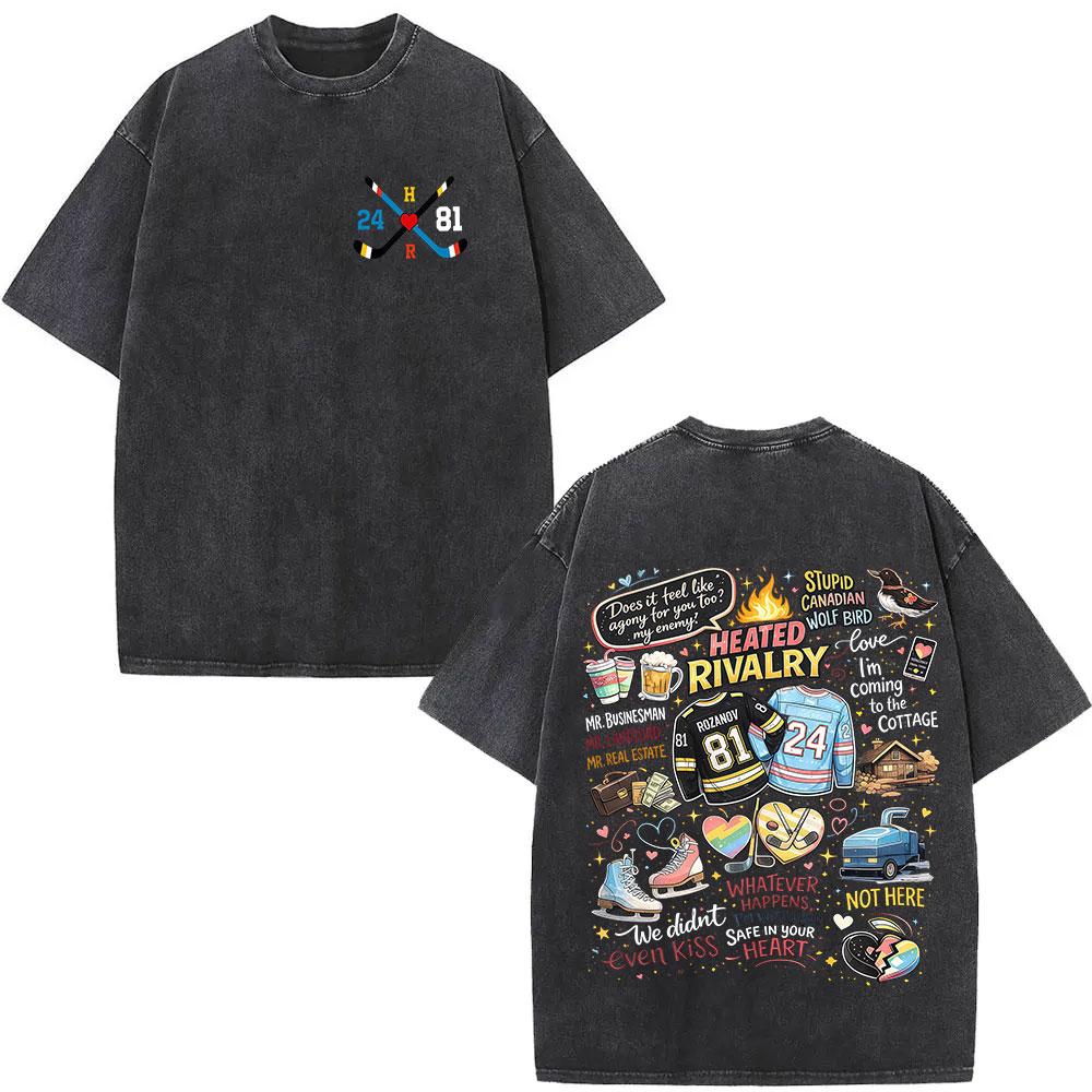 

Shane Hollander 24 Ilya Rozanov Hollanov 81 Print T Shirt Heated Rivalry Retro Washed Men Women T-Shirt Short Sleeve Tees 3XL