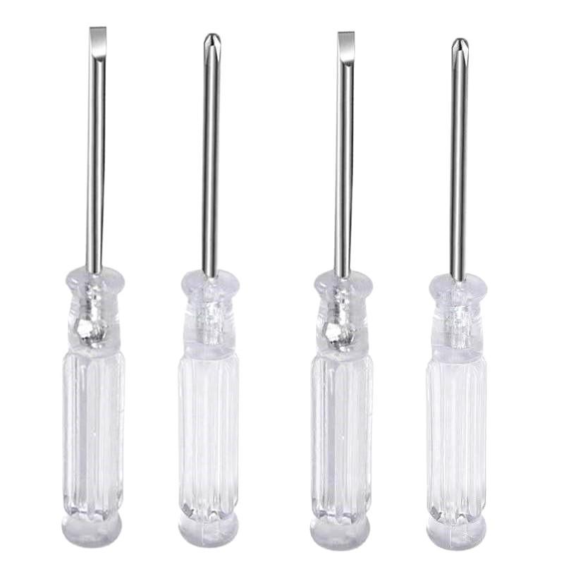 Crystal Handle Phillips & Flathead Mini Screwdriver Set - 2.0/3.0/4.0 for Toys & Electronics