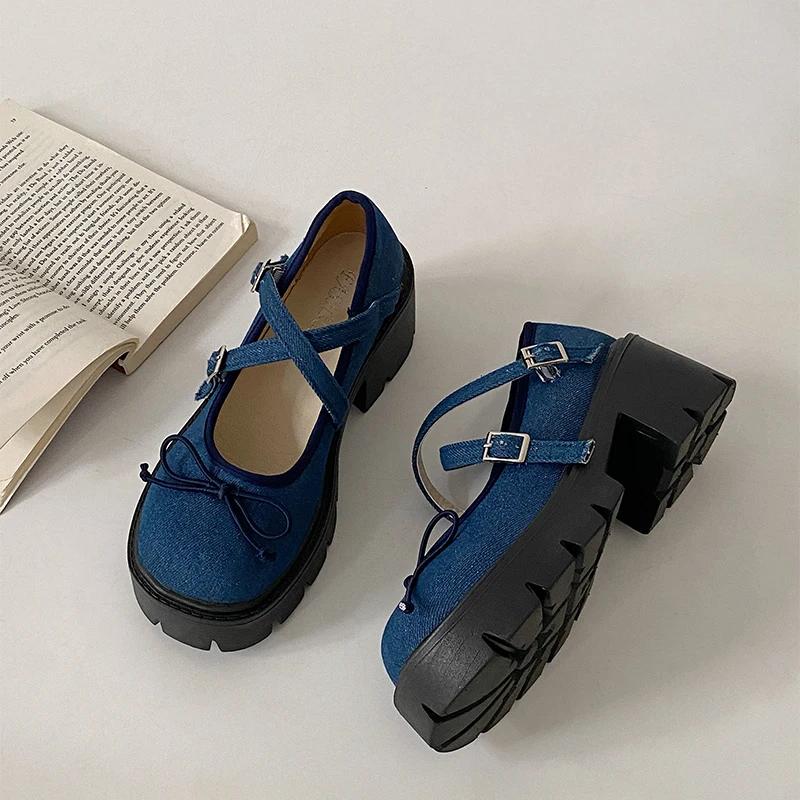 Fashion Spring Autumn Women Mary Jane Shoes Fashion Shallow Buckle Ladies Pumps Elegant Outdoor Thick Heel Shoes Platform Shoes