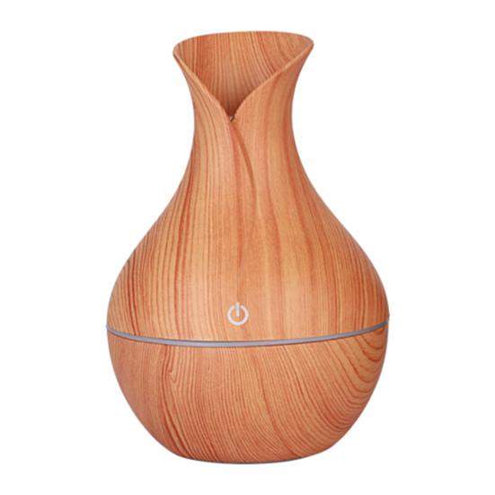 Mini Nawilżacz Powietrza Kształt Wazonika z Drewnianym Wzorem Cichy Zimna Mgiełka USB Biurkowy Dyfuzor do Samochodu Biura Pokoju Sypialni