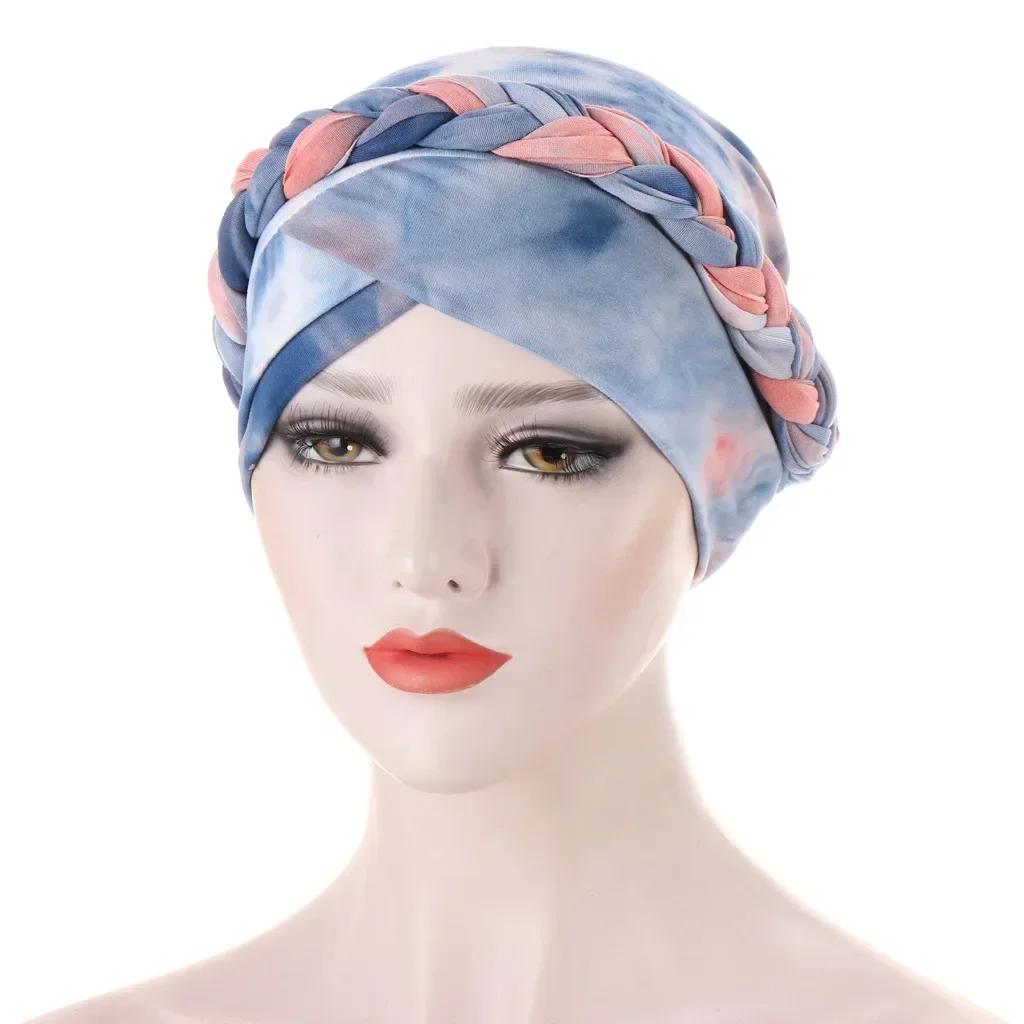 Velour Muslim Women Braid Hijab Turban Chemo Stretch Cap Hair Loss Hat Head Wrap Islamic Bonnet Headwear Beanie Cover