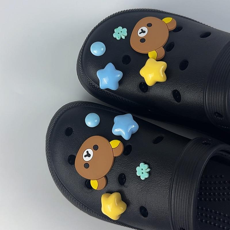 10PCS Fashion Shoe Charms Set Accessories Hole Shoe Buckle Cute Little Bear Star DIY 3D Shoes Decorations Kids Party Gift