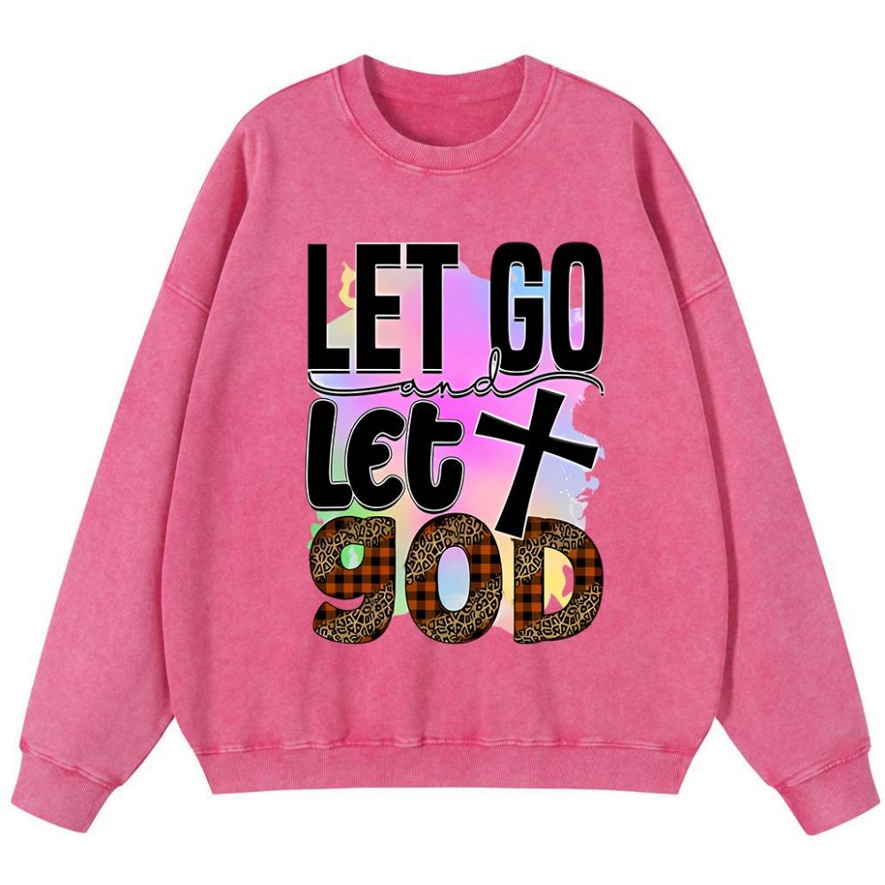 Let Go Let God Women Vintage Washed Cotton Sweatshirt Street Soft Pullover Thin style Hoodie Casual Autumn
