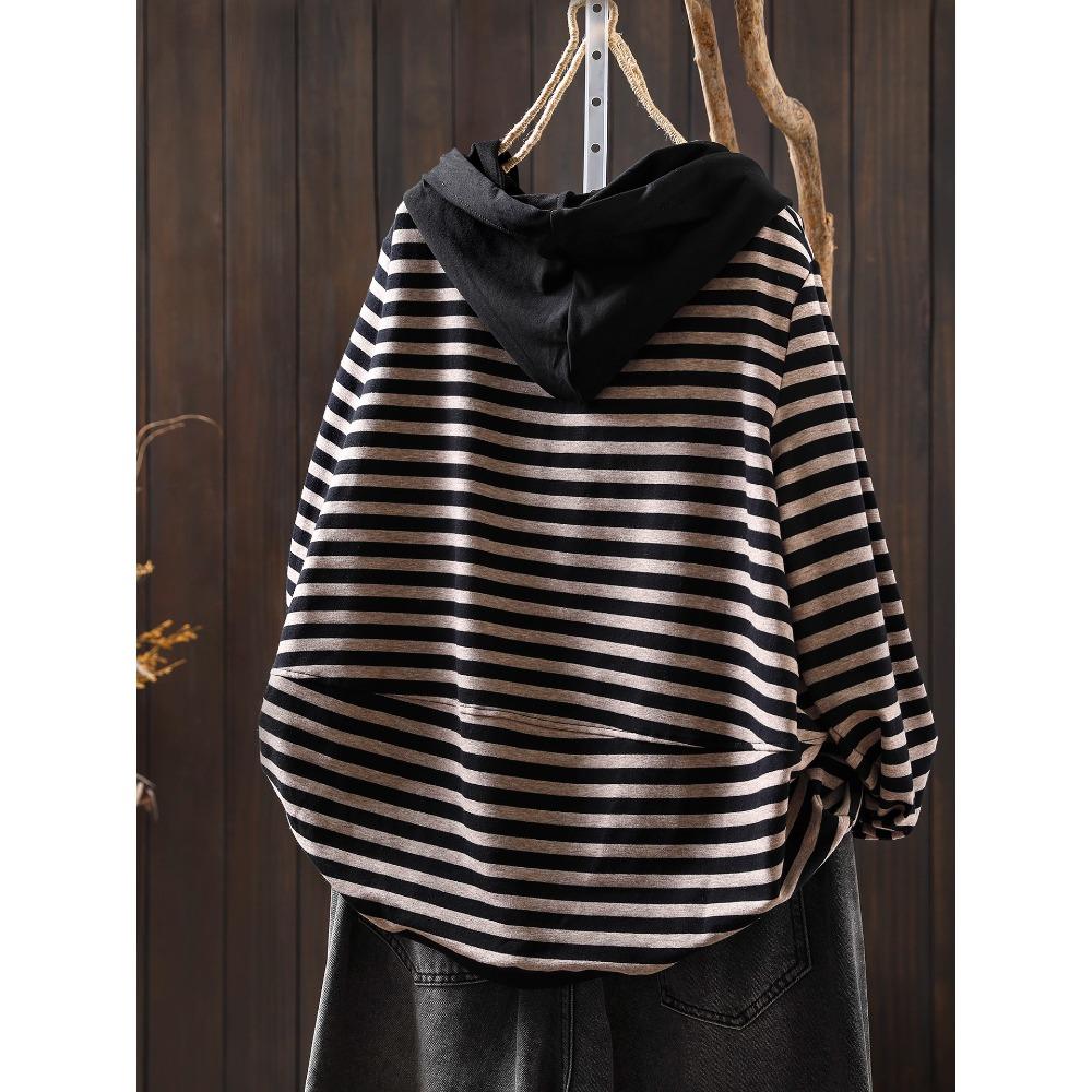 Dimanaf 2025 Übergröße Hoodie Herbst Einfarbig Hut Schwarz T-Shirt Damen Langarm Locker Oberteile Tees