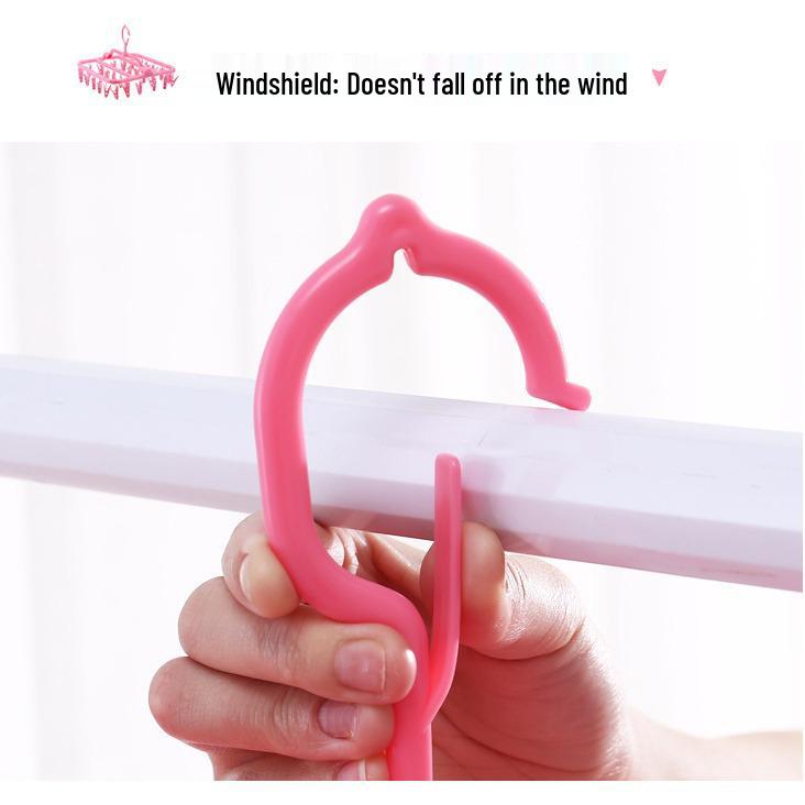 Foldable Multi-Head Clothes Drying Rack with 32 Clips for Children's Clothing