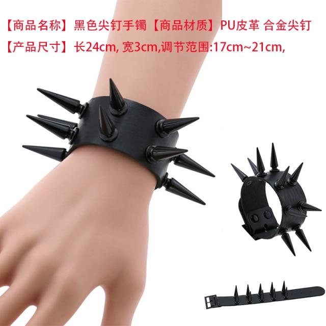 Brățară din piele neagră Manșetă Goth Gothic Bar Brățări Punk Femei Bărbați Brațurile pot fi ajustate Bijuterii