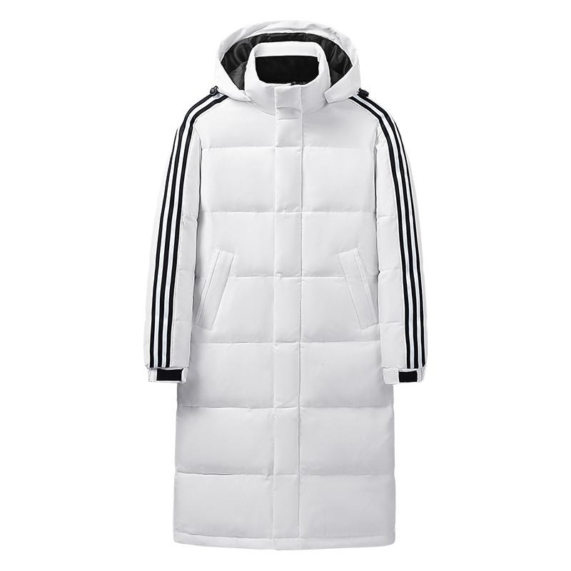 

Водонепроникна пухова куртка з трьома смугами, пухова куртка середньої довжини для чоловіків L білий